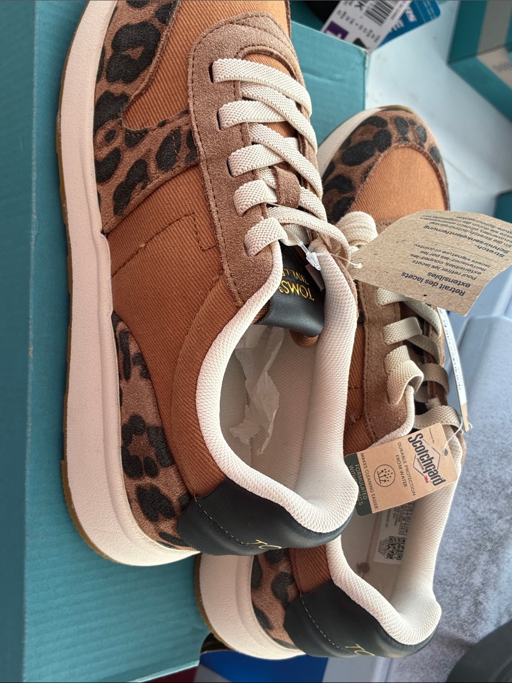 TOMS Orange Canvas Sneakers with Leopard Accent - Picture 3 of 3
